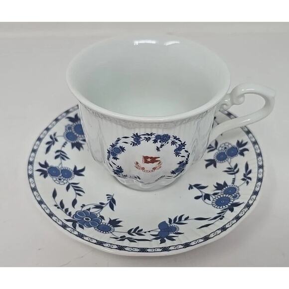 RMS Titanic Authentic Replica Coffee Tea Cup Saucer White Star Line Blue U297 - Picture 2 of 9